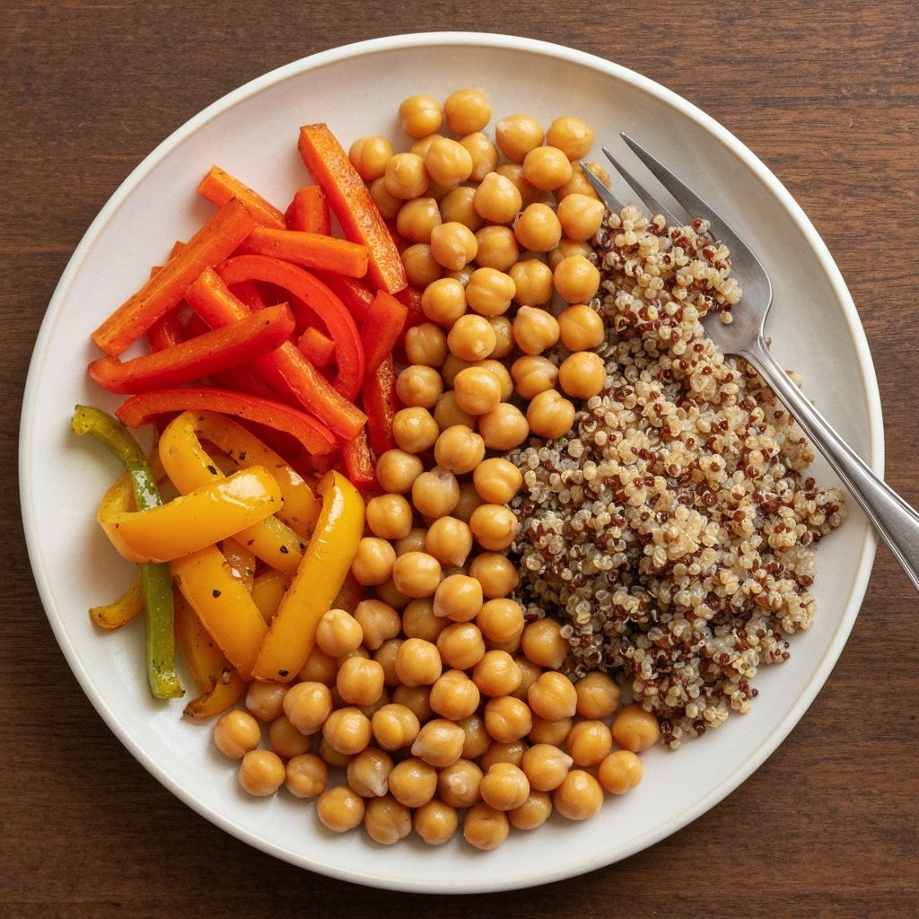 Balanced plant-based meal with colorful ingredients